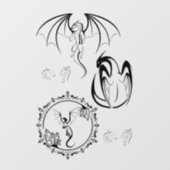 Multi zwart-wit Bold Dragon Contouren Raamsticker (Vel)