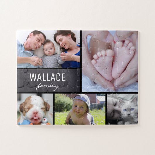 MultiAfbeelding Collage foto's met familienaam Legpuzzel (Horizontaal)