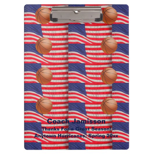 MultiAmerikaanse vlaggen, Basketball Coach Dank u Klembord (Voorkant)