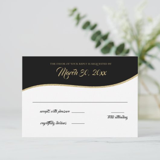 Multibaseball gouden antwoordkaart RSVP kaartje (Staand voorkant)