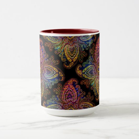 Multicilored Paisley on Black Background Mok (Midden)