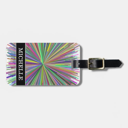 Multicolded Line Burst Pattern + Custom Name Bagagelabel (Voorkant horizontaal)
