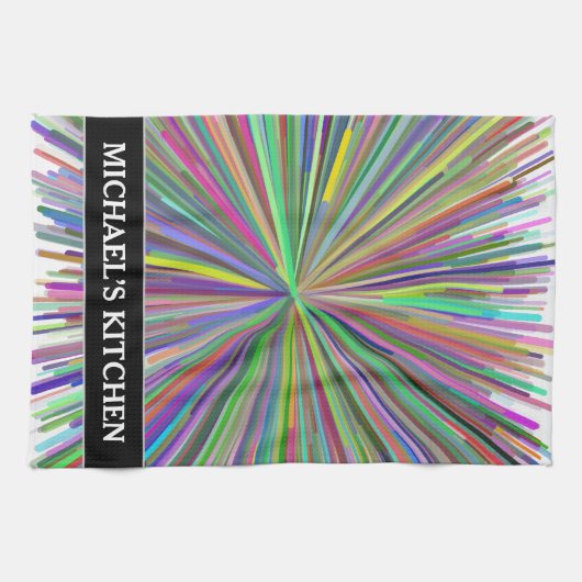 Multicolded Line Burst Pattern + Custom Name Theedoek (Horizontaal)