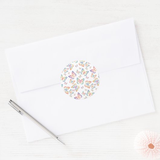 Multicolf-Butterflies Ronde Sticker (Envelop)