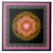 Multicolf gloeiend helder fractaal patroon tegeltje (Voorkant)