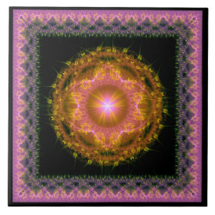 Multicolf gloeiend helder fractaal patroon tegeltje