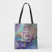 Multicolf Gold Alcohol Ink Liquid Art Monogram Tote Bag (Voorkant)