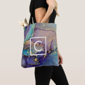 Multicolf Gold Alcohol Ink Liquid Art Monogram Tote Bag (Dichtbij)