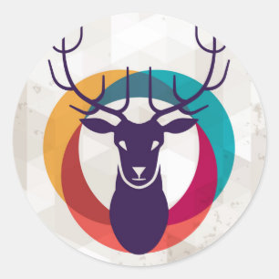 Multicolf hipster Deer Gear Ronde Sticker