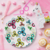 Multicolische spinners papieren bordje (Feest)