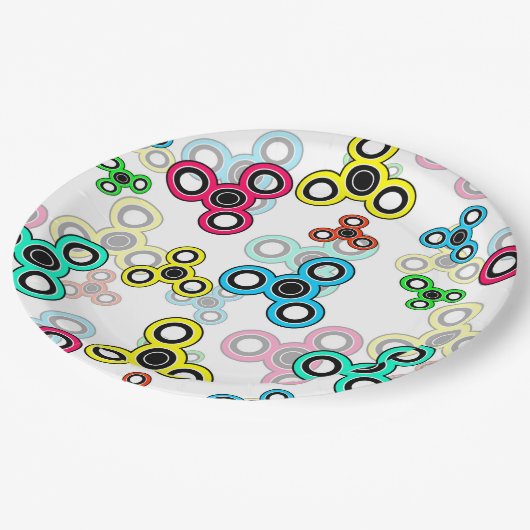 Multicolische spinners papieren bordje (Gekanteld)