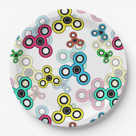 Multicolische spinners papieren bordje (Voorkant)