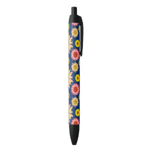 Multicololf zonnebloemen zwarte inkt pen