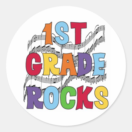 Multicolor 1st grade Rocks Ronde Sticker (Voorkant)