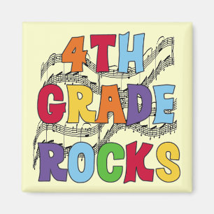 Multicolor 4e Grade Rocks T-shirts en cadeaus Magneet