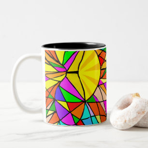 Multicolor 60s houden van neon design Tweekleurige Koffiemok
