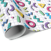 Multicolor 80s Memphis Pattern Cadeaupapier (Rol Hoek)