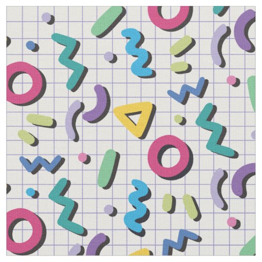 Multicolor 80s Memphis Pattern Stof (Close Up)