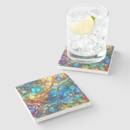 Multicolor Abstract 77 Gebrandschilderde glasstijl Stenen Onderzetter