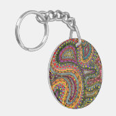 Multicolor abstract golfpatroonontwerp sleutelhanger (Voorkant Links)