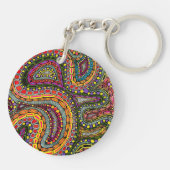 Multicolor abstract golfpatroonontwerp sleutelhanger (Achterkant)