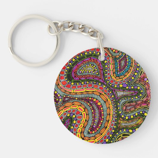 Multicolor abstract golfpatroonontwerp sleutelhanger (Voorkant)