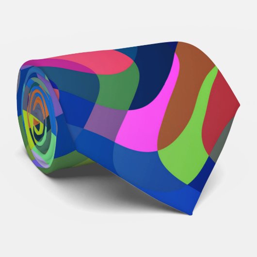 Multicolor Abstract patroon Stropdas (Opgerold)