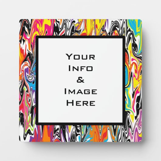 Multicolor Abstract Swirl Square Lijst Fotoplaat (Voorkant)