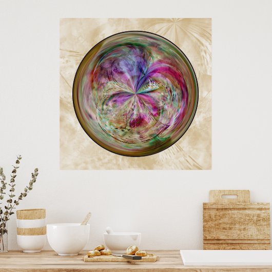 Multicolor Abstracte Bubble Mandala Poster (Keuken)