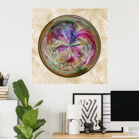 Multicolor Abstracte Bubble Mandala Poster (Thuiskantoor)