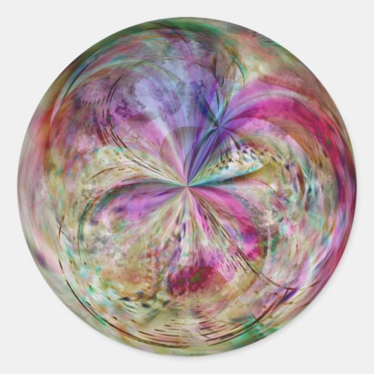 Multicolor Abstracte Bubble Mandala Ronde Sticker (Voorkant)