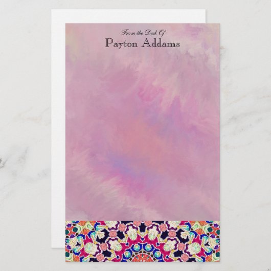 Multicolor Abstracte Kaleidoscoop Mandala Briefpapier (Voorkant / Achterkant)