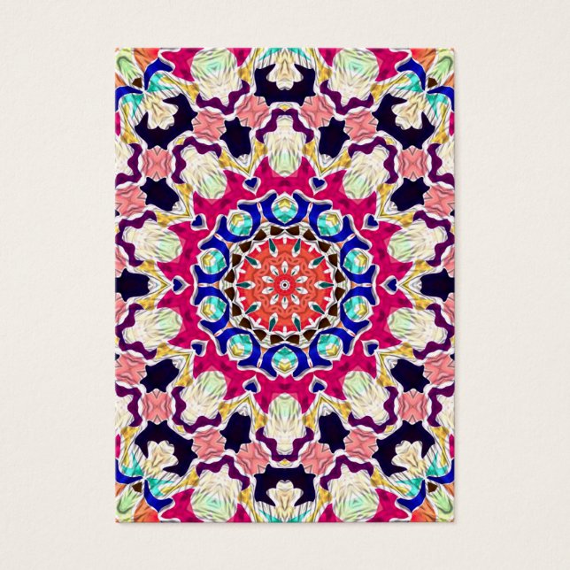 Multicolor Abstracte Kaleidoscoop Mandala Visitekaartje (Voorkant)