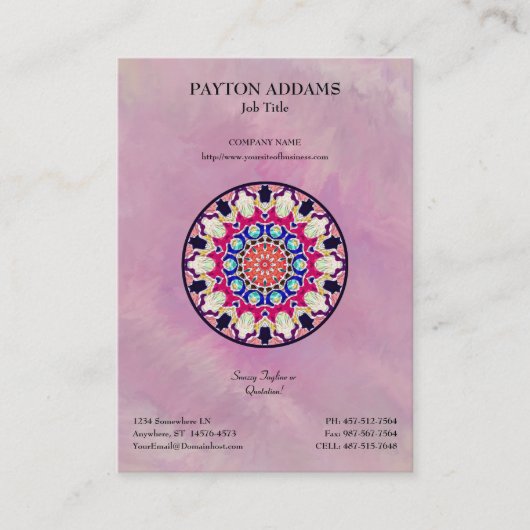 Multicolor Abstracte Kaleidoscoop Mandala Visitekaartje (Voorkant)
