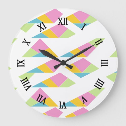 Multicolor abstracte op wit grote klok (Voorkant)