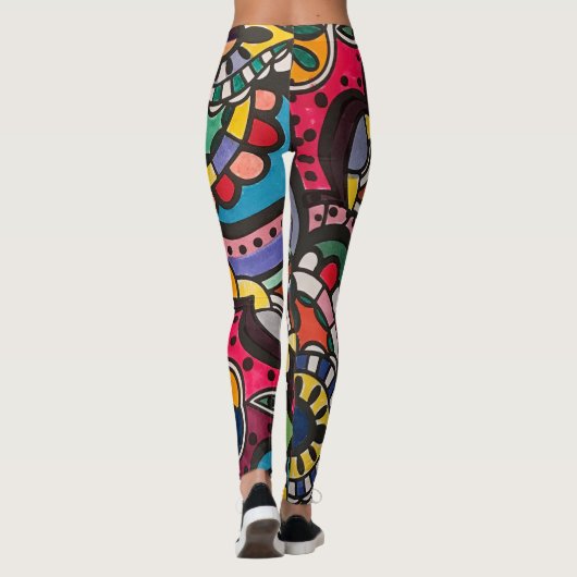 Multicolor abstracte patronen leggings (Achterkant)