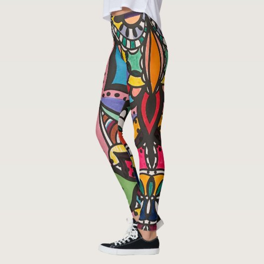 Multicolor abstracte patronen leggings (Links)