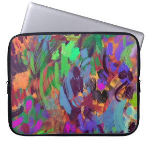 Multicolor Abstracte penseelstreken die schilderen Laptop Sleeve