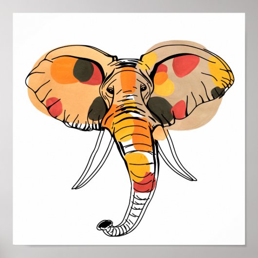 Multicolor African Elephant Poster (Voorkant)
