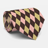 Multicolor Argyle Tie – Green Pink Brown Diamond Stropdas (Opgerold)