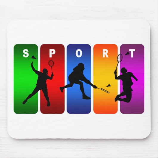 Multicolor Badminton Emblem Muismat (Voorkant)