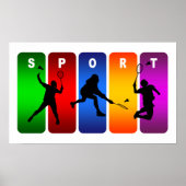 Multicolor Badminton Emblem Poster (Voorkant)