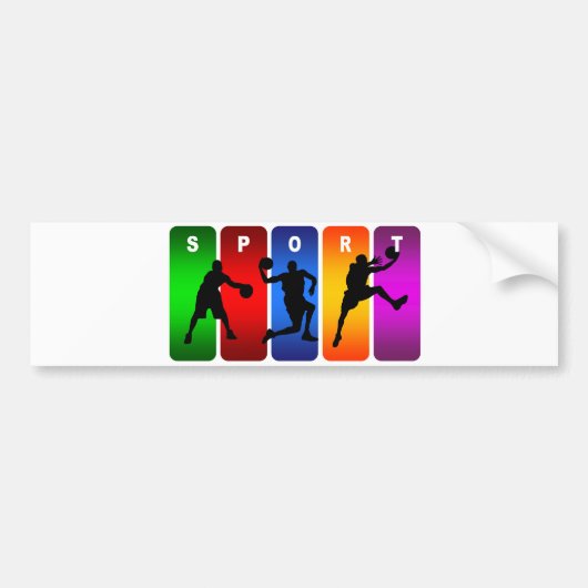 Multicolor Basketball Emblem Bumpersticker (Voorkant)