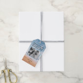 Multicolor Beach Scene gepersonaliseerde foto Cadeaulabel (Met Touw)