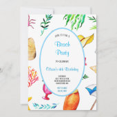 MULTICOLOR BEACH VERJAARDAG UITNODIGING (Voorkant)