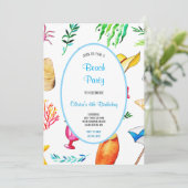 MULTICOLOR BEACH VERJAARDAG UITNODIGING (Staand voorkant)