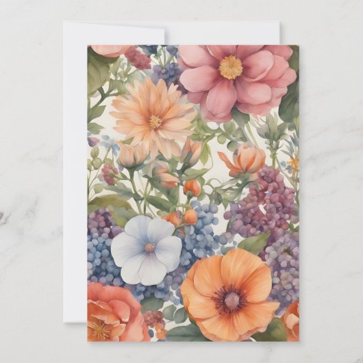 Multicolor Bloemen Bruids Douche Uitnodiging (Achterkant)