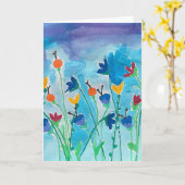 Multicolor Bloemige Aquarellegekaart zonder tekst Kaart (Gele Bloem)