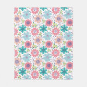 Multicolor bloempatroon witte achtergrond fleece deken (Voorkant)