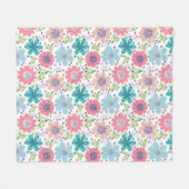 Multicolor bloempatroon witte achtergrond fleece deken (Voorkant (Horizontaal))